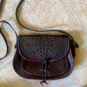 Boho leather crossbody satchel purse